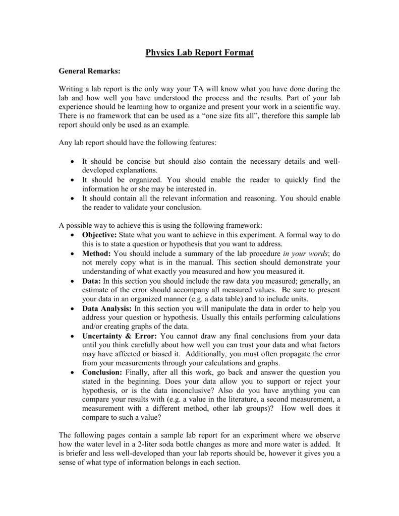 Physics Lab Template – Zohre.horizonconsulting.co In Lab Report Conclusion Template