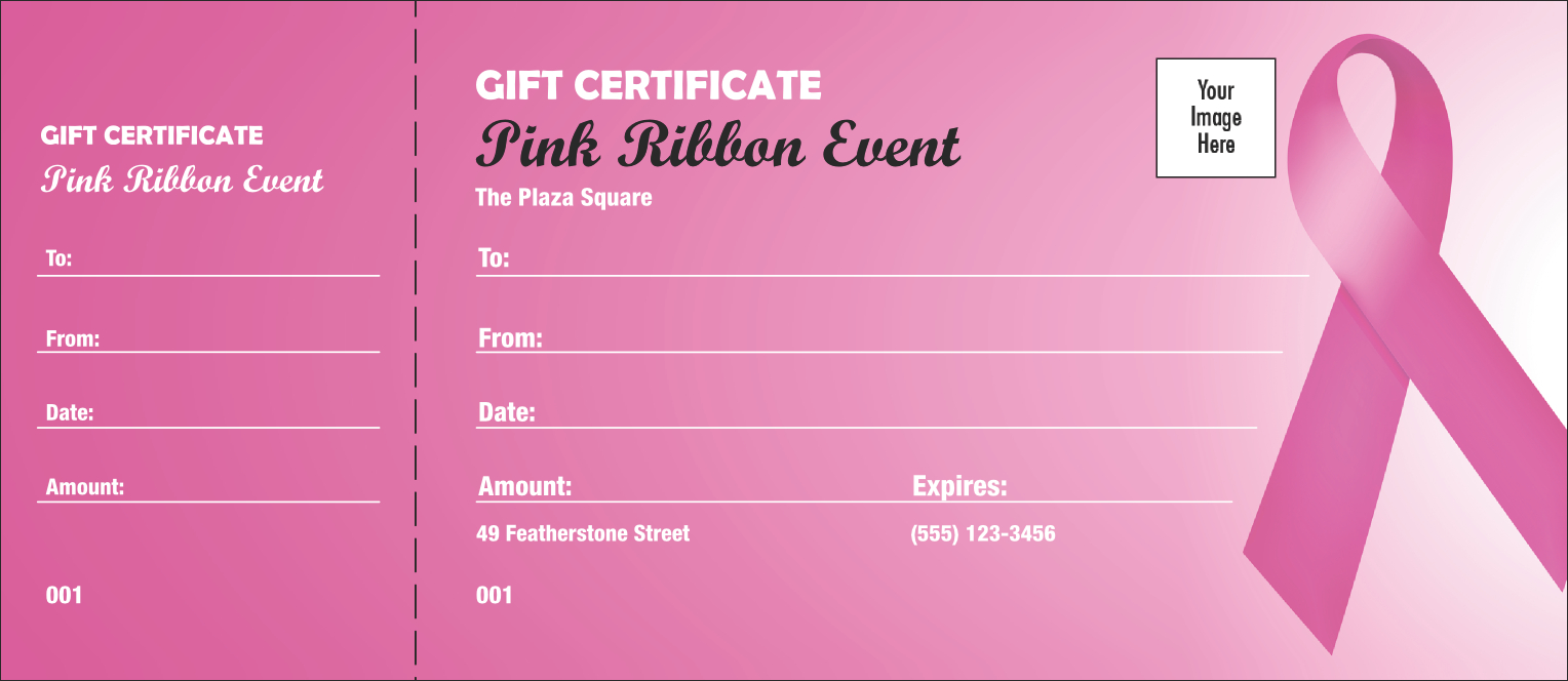 Pink Ribbon Gift Certificate For Pink Gift Certificate Template