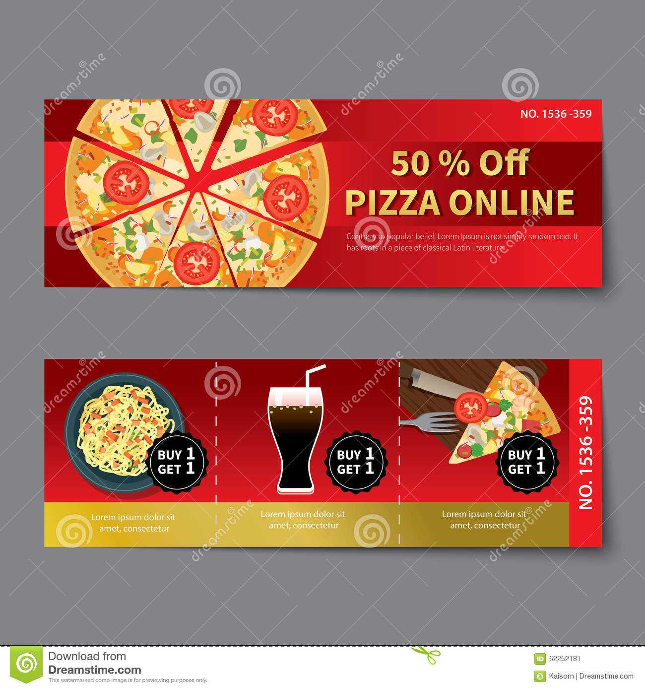 Pizza Coupon Discount Template Flat Design Stock Vector Regarding Pizza Gift Certificate Template