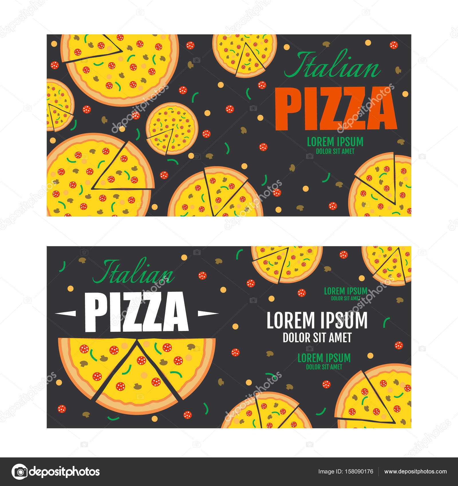 Pizza Flyer Vector Template. Two Pizza Banners. Gift Voucher With Regard To Pizza Gift Certificate Template