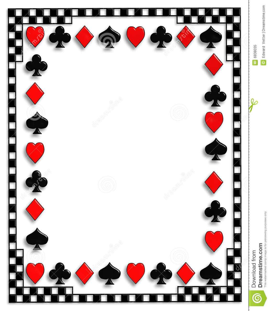 Playing Cards Border Poker Suits Stock Illustration Within Playing Card Design Template