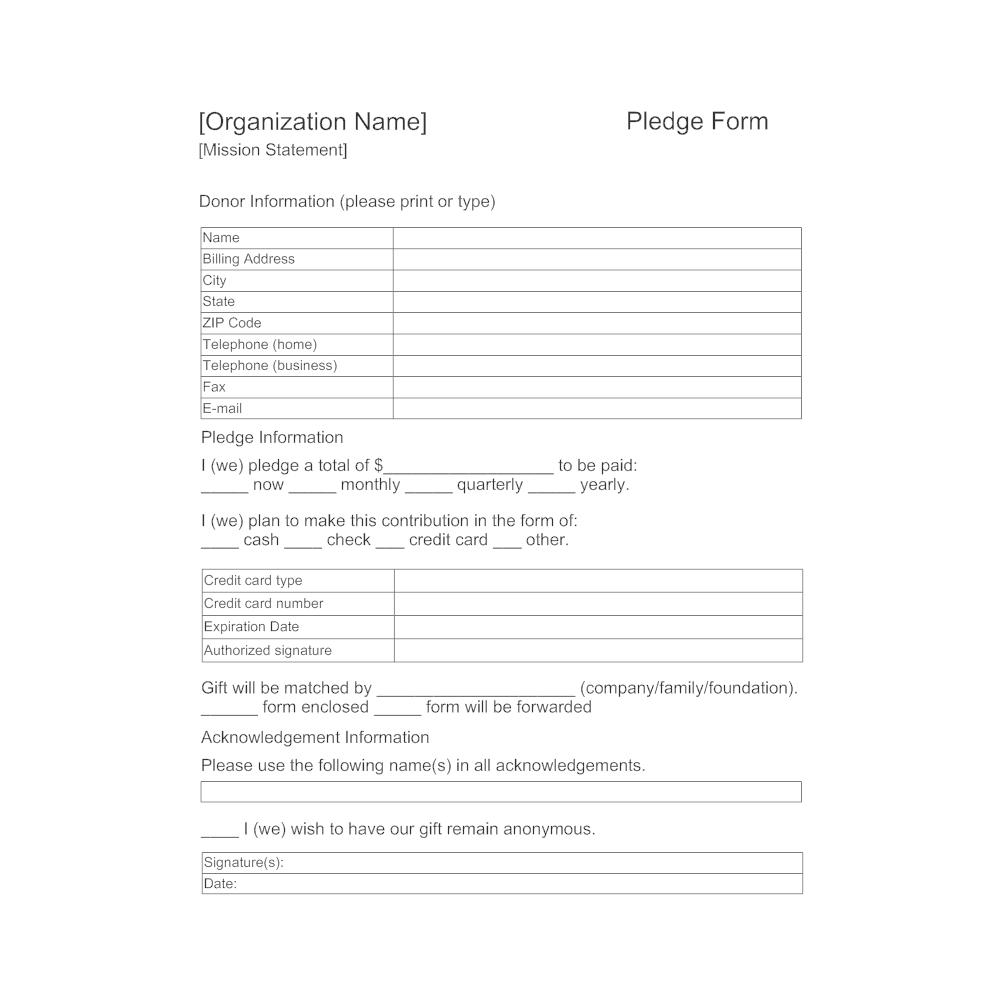 Pledge Form Templates – Zohre.horizonconsulting.co Within Fundraising Pledge Card Template