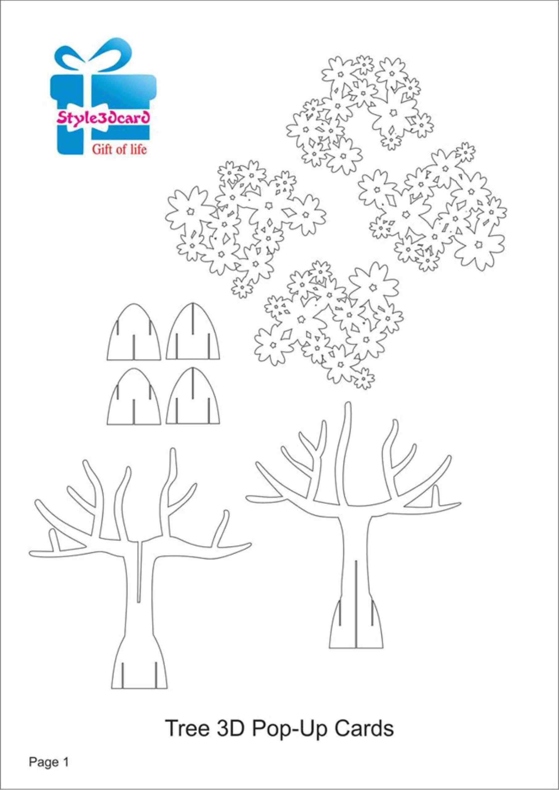 Pop Up Papercraft Tree 3D Pop Up Card Kirigami Pattern 1 Inside Printable Pop Up Card Templates Free