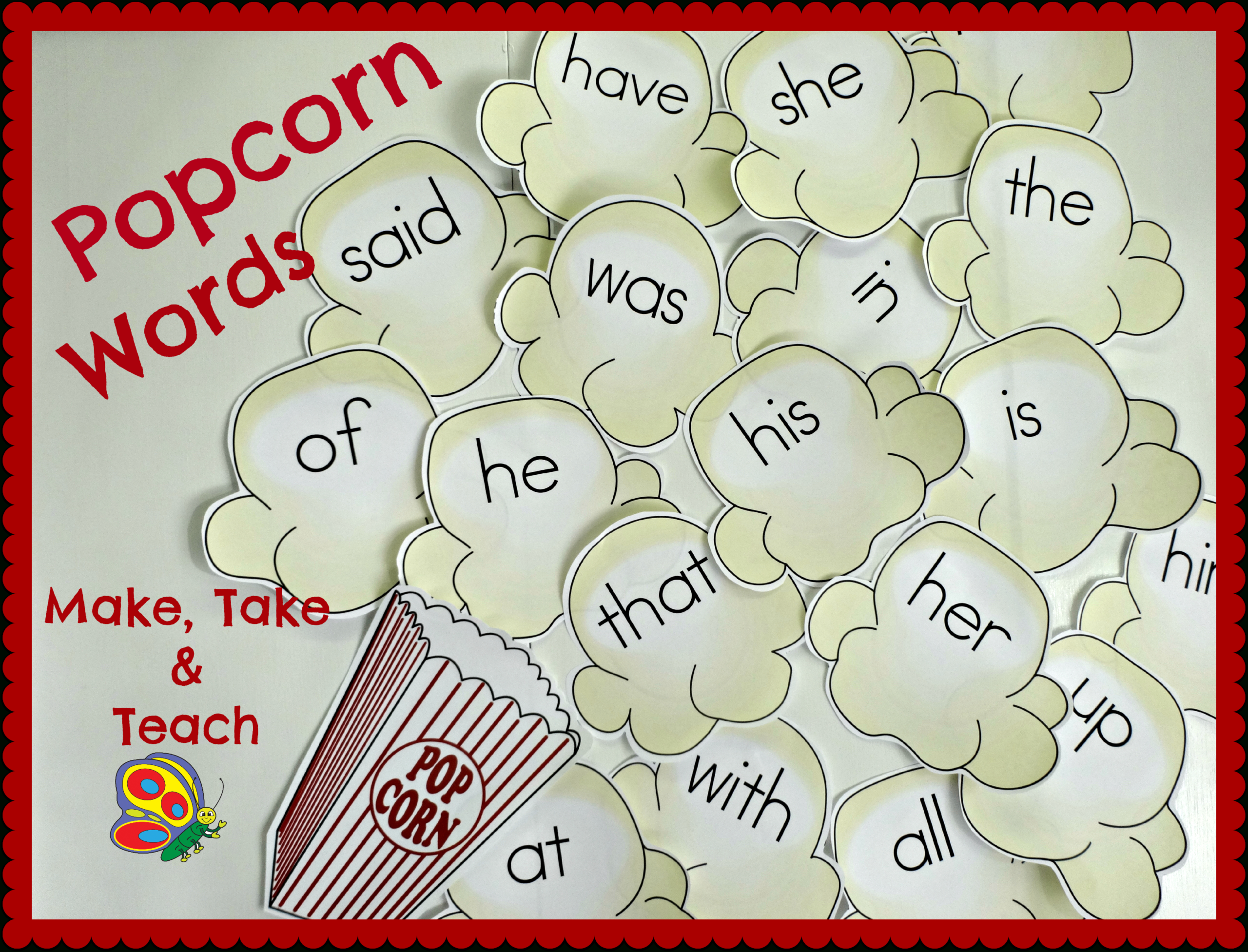 Popcorn Words – Make Take & Teach Throughout Bulletin Board Template Word