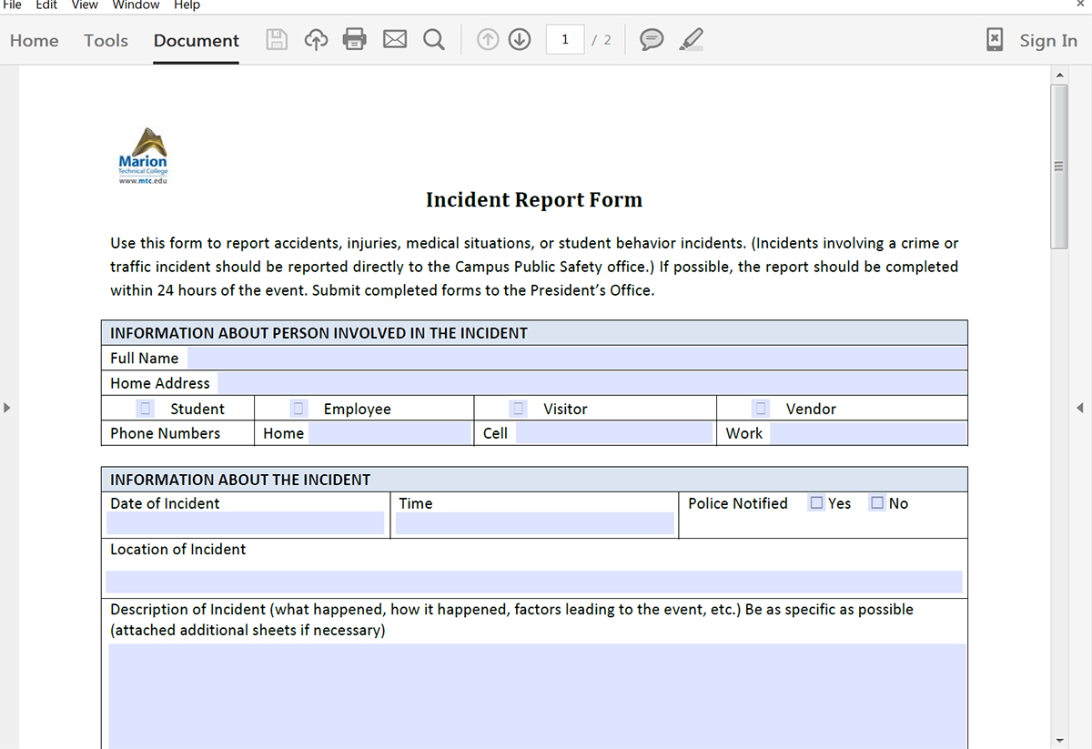 Populate Incident Reports From Salesforce | Formstack Documents Regarding It Incident Report Template