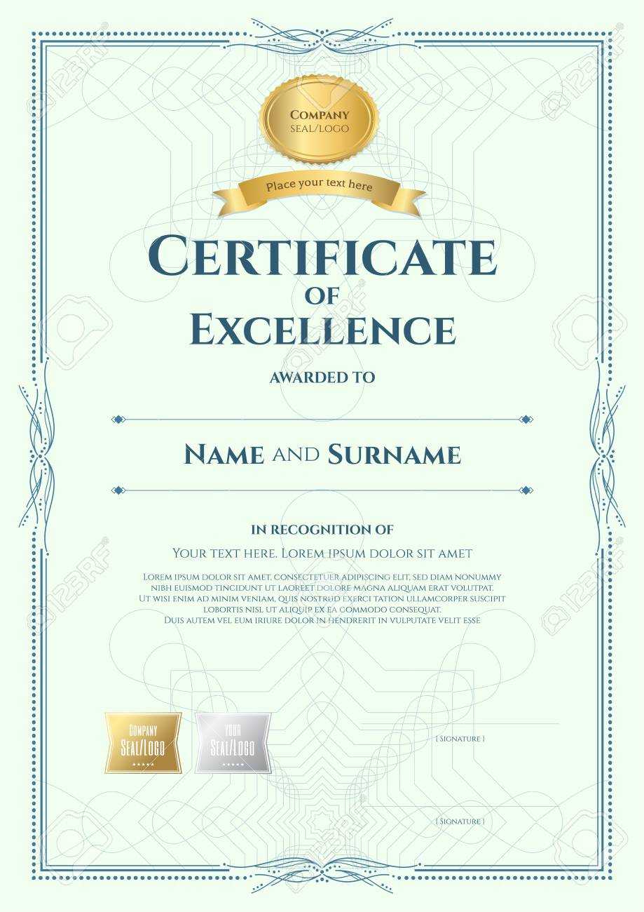 Portrait Certificate Of Excellence Template With Award Ribbon.. Pertaining To Award Of Excellence Certificate Template