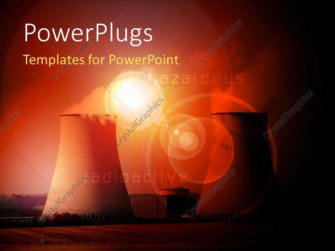 Powerpoint Template: Nuclear Power Station With Cooling For Nuclear Powerpoint Template