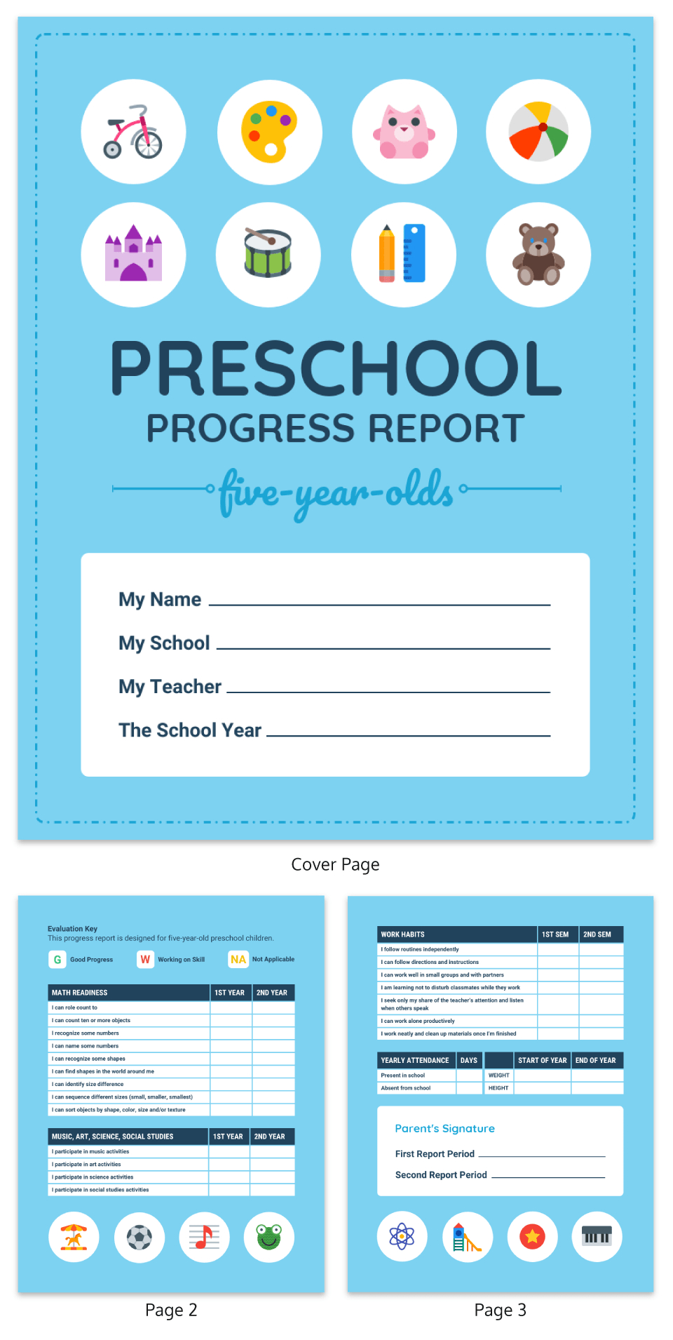 Pre K Progress Report Within Preschool Progress Report Template