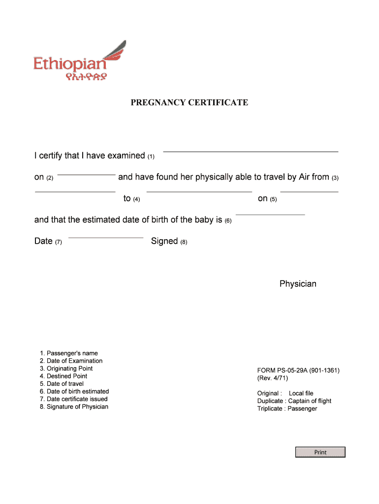 Pregnancy Fit To Fly Letter Sample – Fill Online, Printable Pertaining To Fit To Fly Certificate Template