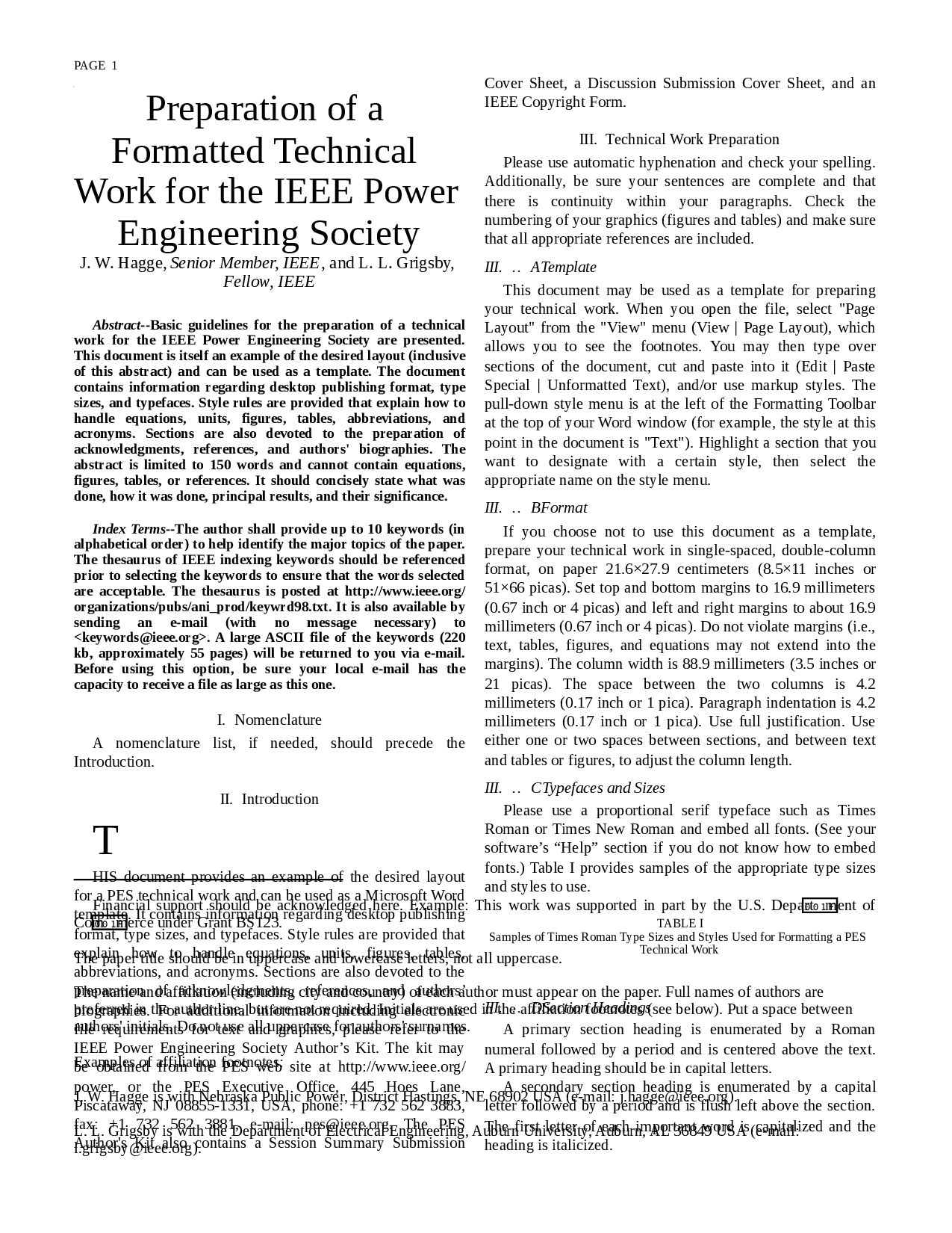 Preparation Of A Formatted Technical Work For The Ieee Power In Ieee Template Word 2007