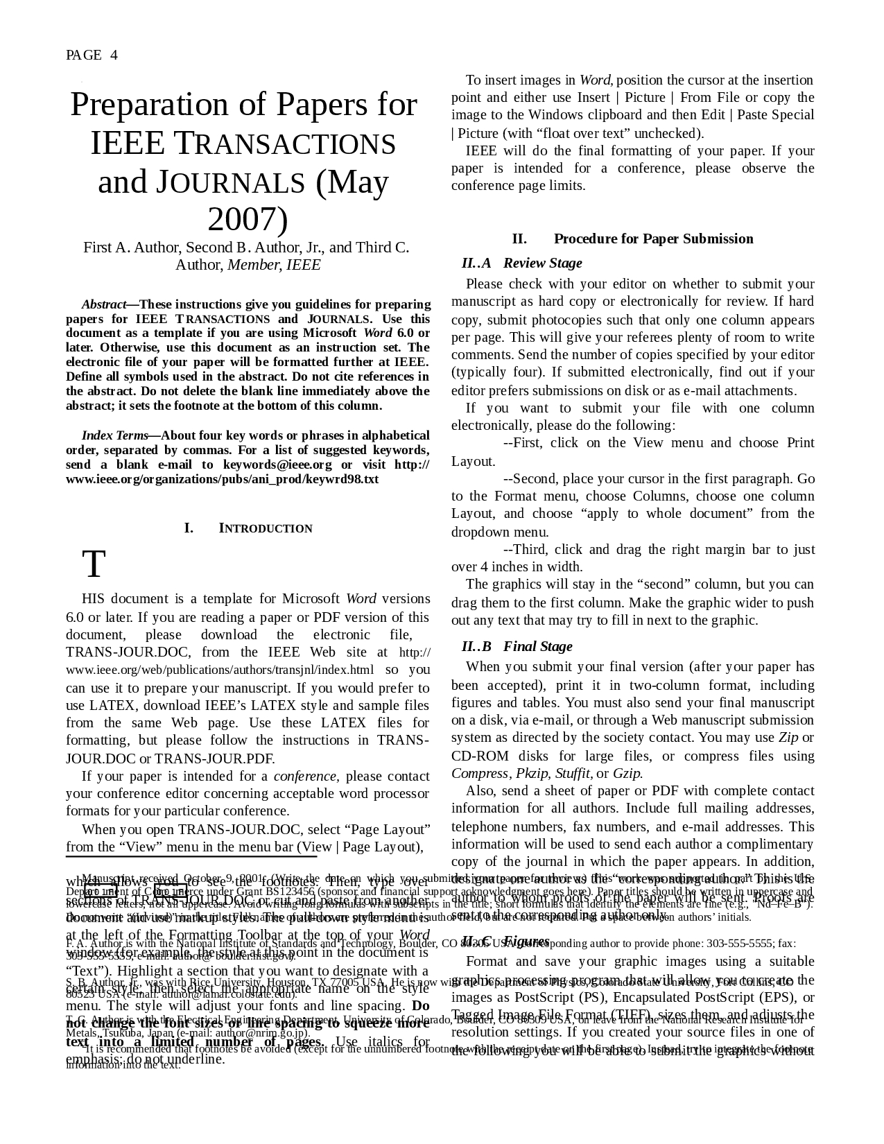 Preparation Of Papers For Ieee Transactions And Journals In Ieee Template Word 2007