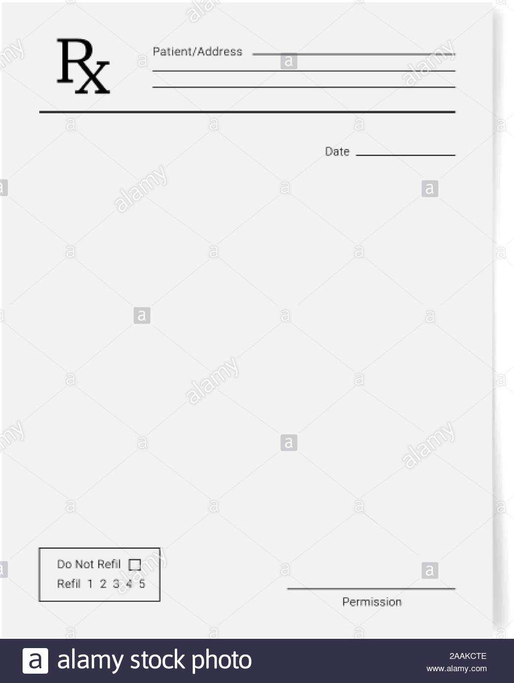 Prescription Refill Black And White Stock Photos & Images Pertaining To Blank Prescription Pad Template