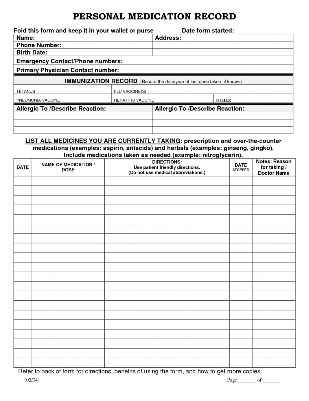 Prescription Sheet Template Example Of Medication In Blank Medication List Templates