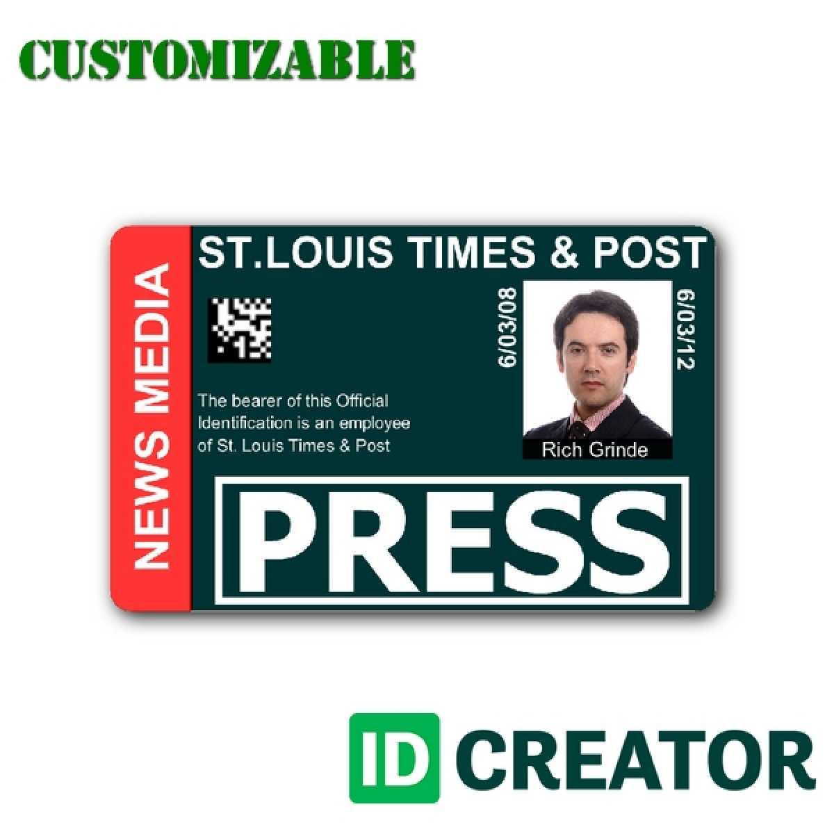 Press Id Card Template Psd Regarding Media Id Card Templates