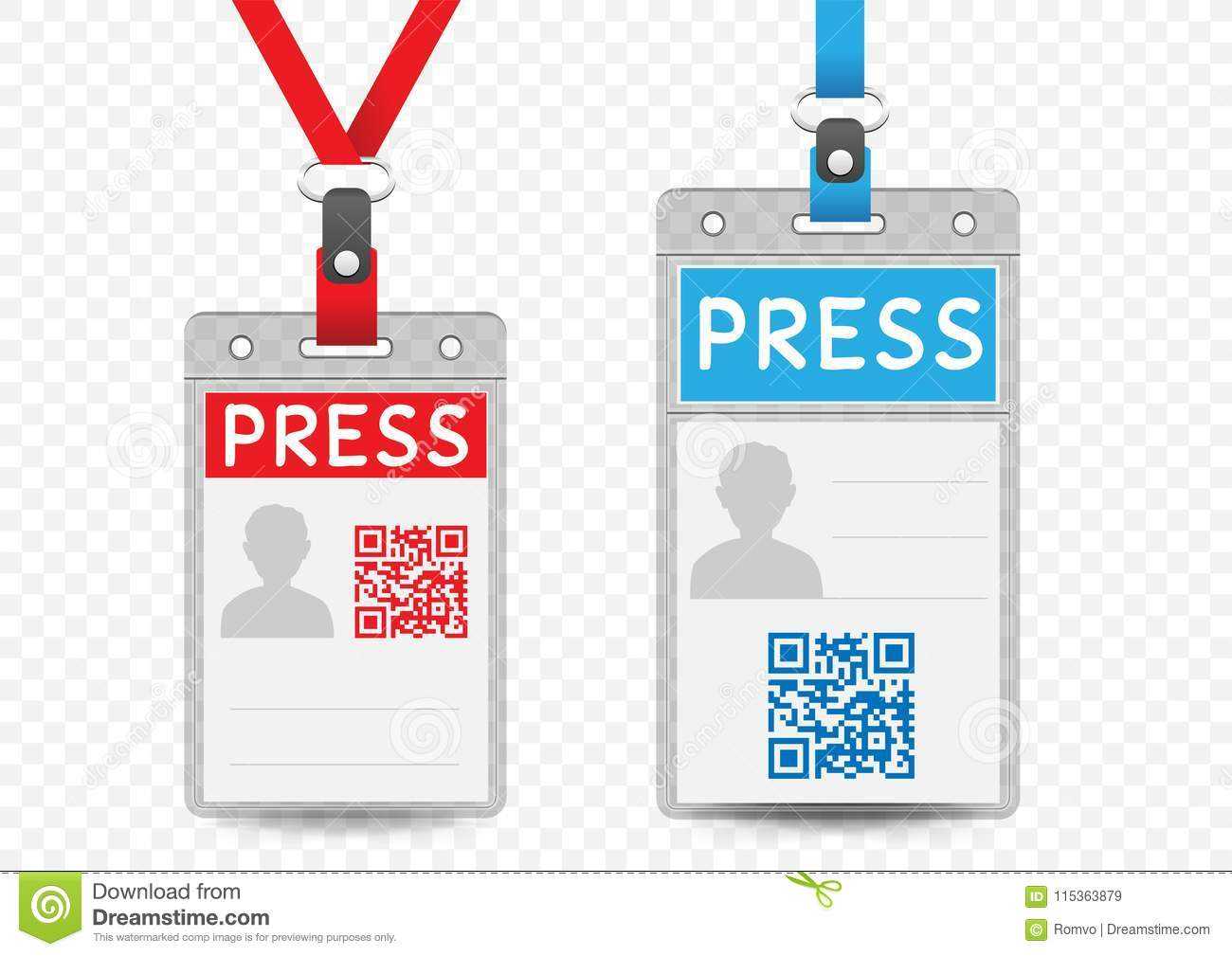 Press Vertical Badge Template Stock Vector – Illustration Of Throughout Media Id Card Templates