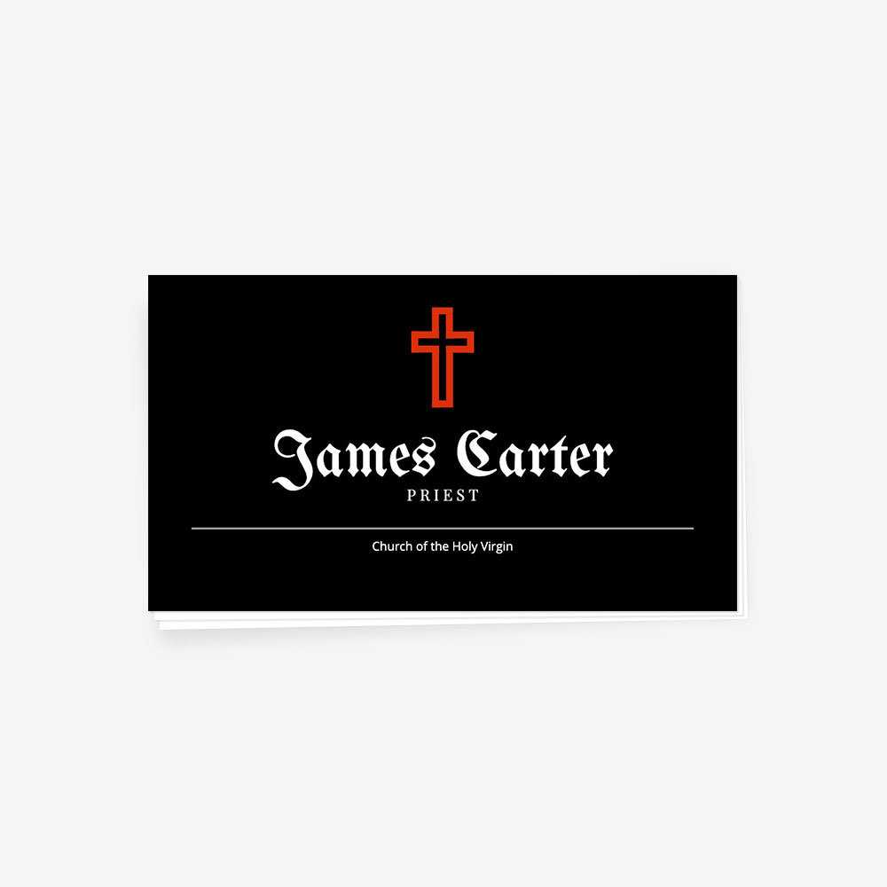 Priest's Or Clergy Business Card Online Template On Black Within Christian Business Cards Templates Free