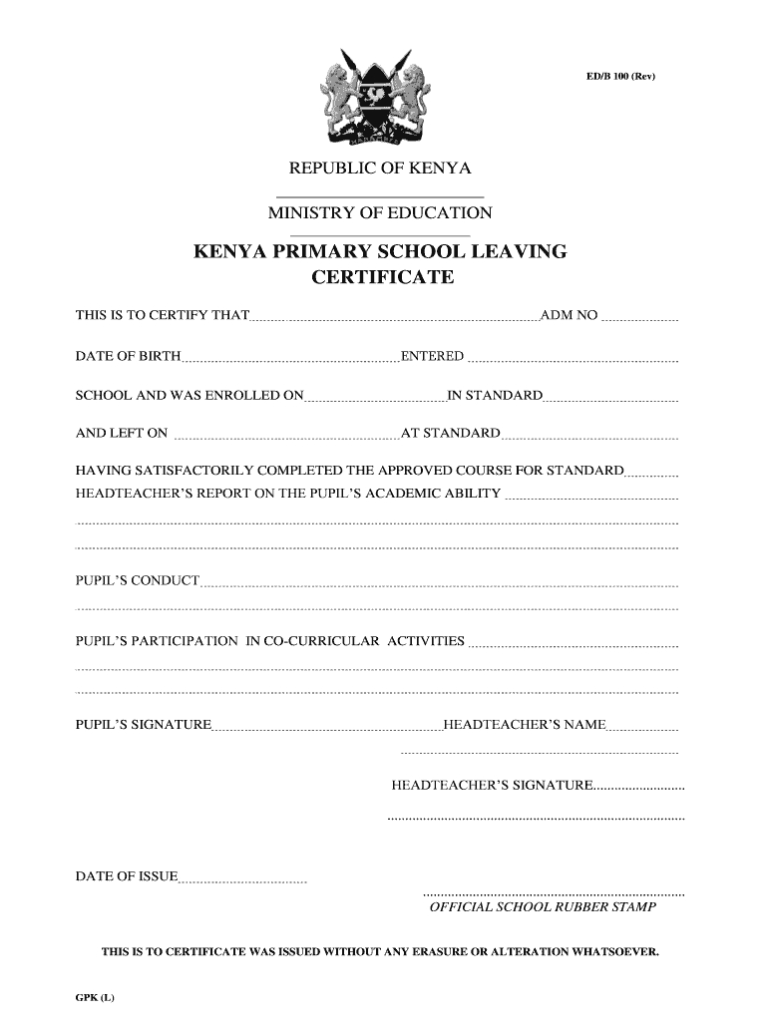 School Leaving Certificate Template