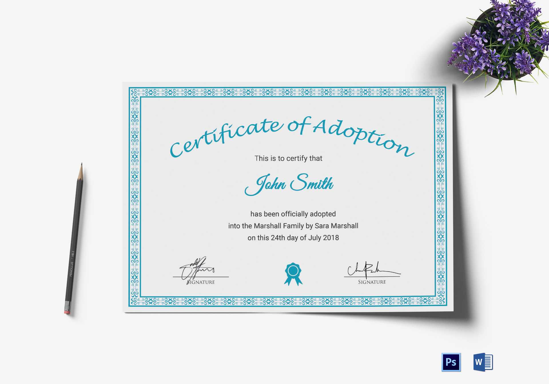 Printable Adoption Certificate Template Pertaining To Child Adoption Certificate Template