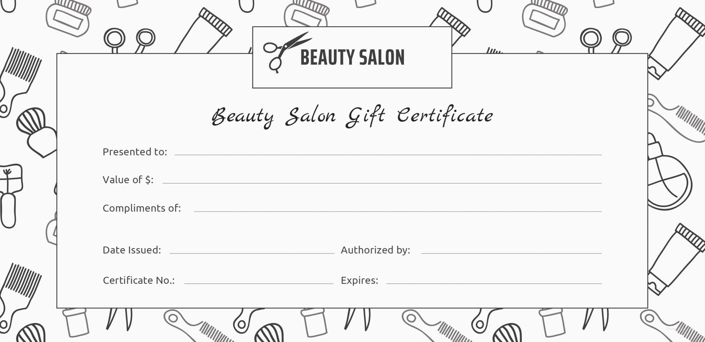 Printable Beauty Gift Certificate Template Koranstickenco Intended For Black And White Gift Certificate Template Free