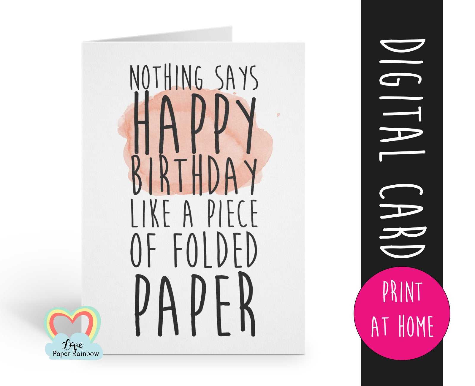 Printable Birthday Card Template Funny Birthday Card Instant Inside Foldable Birthday Card Template