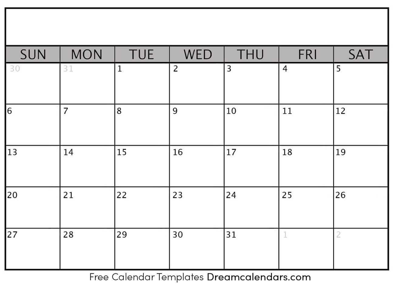 Printable Blank Calendar 2020 | Dream Calendars Regarding Full Page Blank Calendar Template