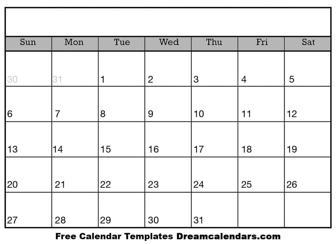 Printable Blank Calendar 2020 | Dream Calendars Throughout Blank Calender Template