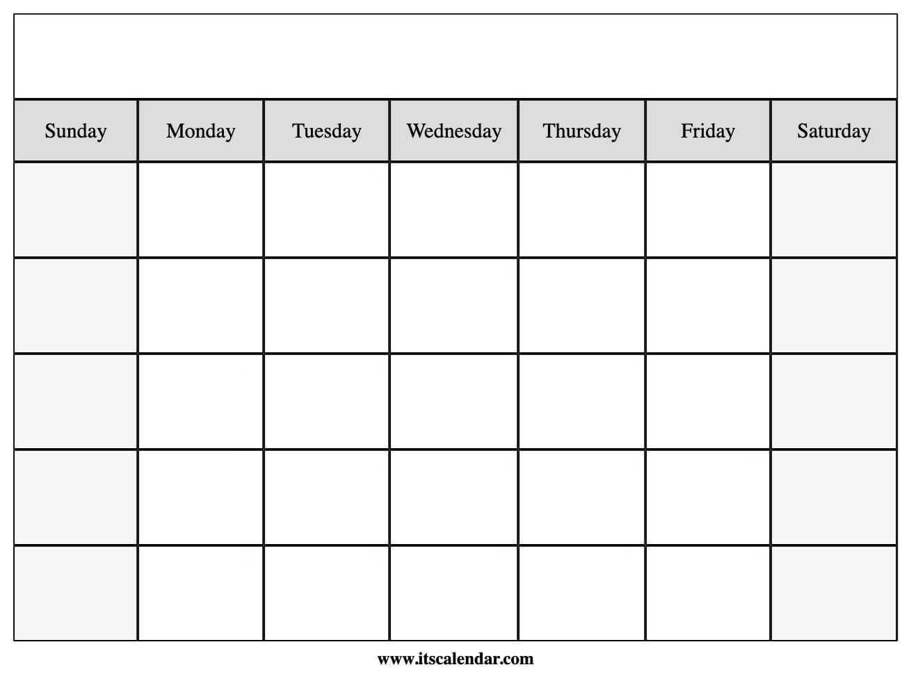 Printable Blank Calendar Within Blank Calender Template