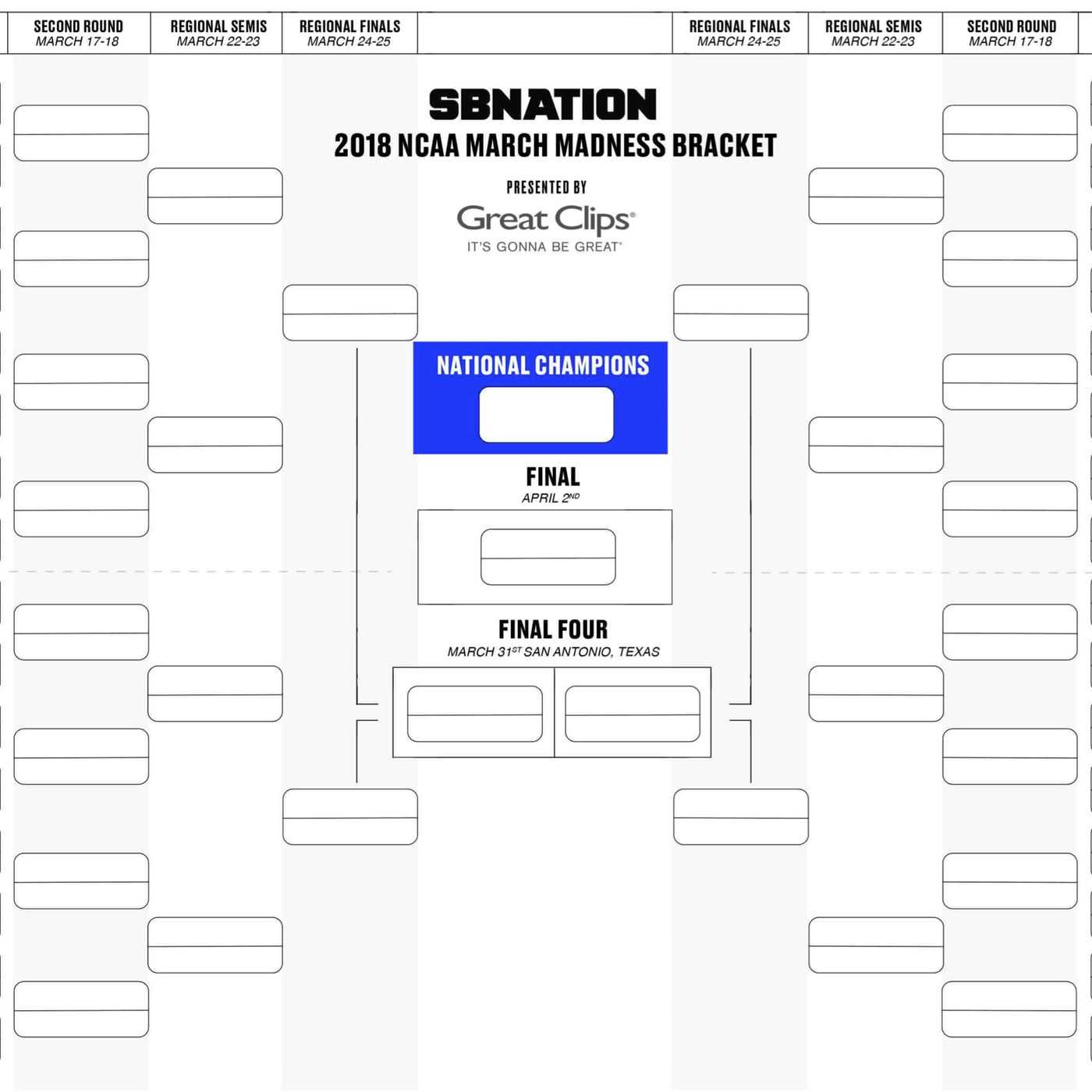 Printable Bracket 2018: Get Your Blank Version Here With Regard To Blank March Madness Bracket Template