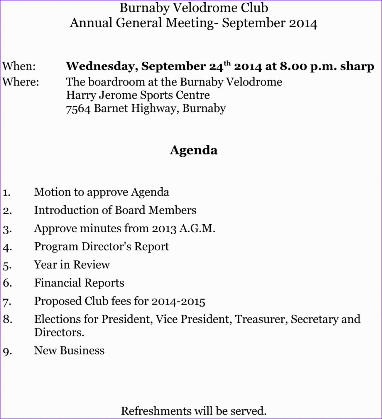 Printable Club Agm Agenda Template Canasbergdorfbibco Annual Throughout Treasurer's Report Agm Template