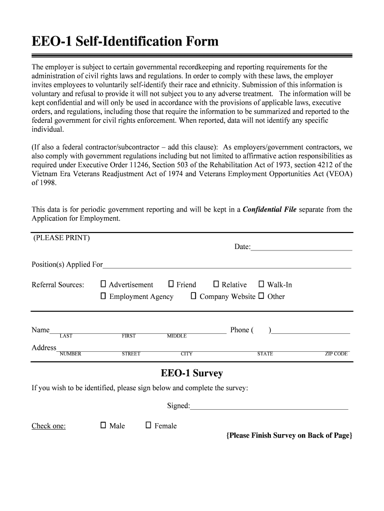 Printable Eeo 1 Form – Fill Online, Printable, Fillable Throughout Eeo 1 Report Template