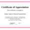 Printable Employee Appreciation Certificate Template Free In Template For Recognition Certificate
