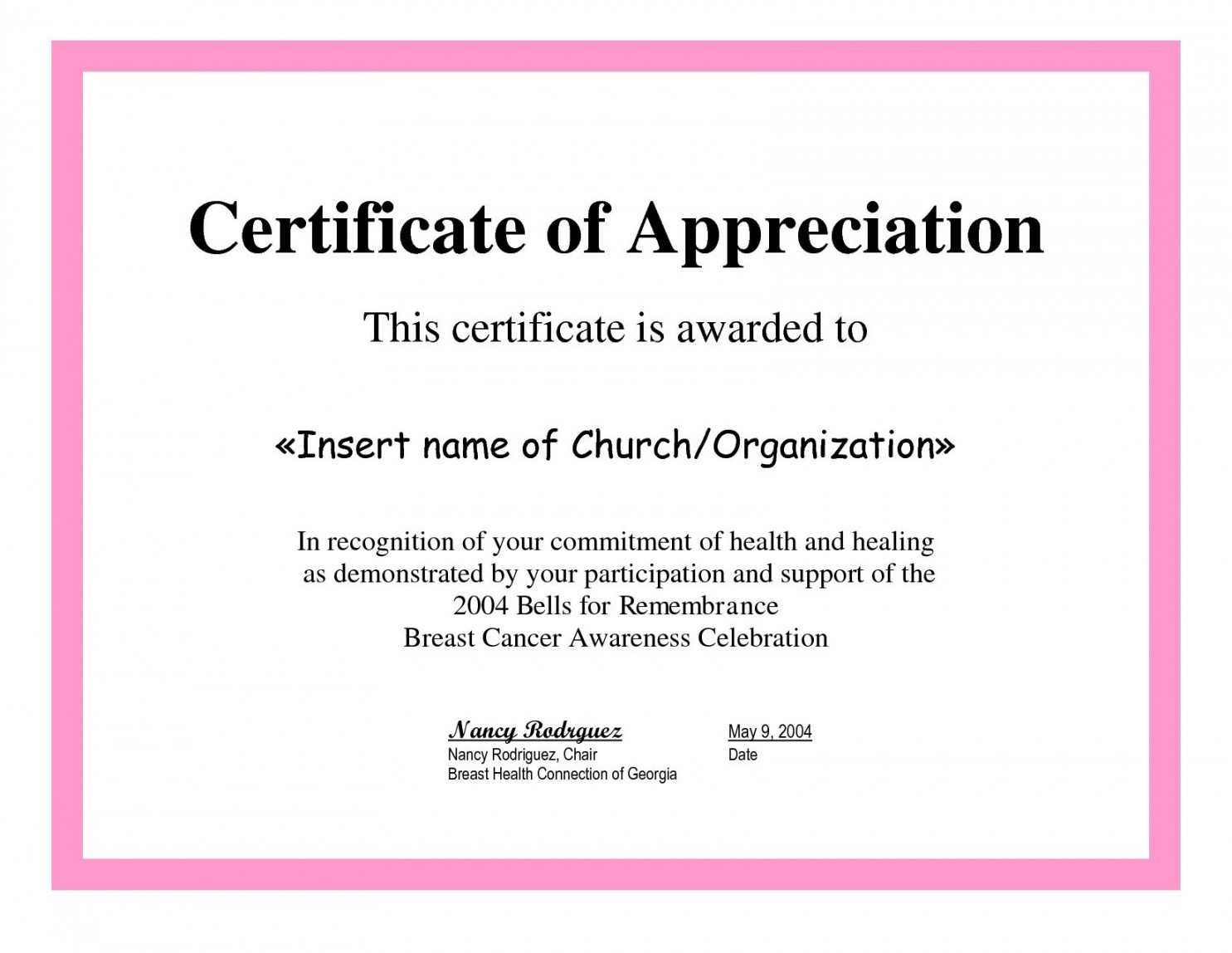 Printable Employee Appreciation Certificate Template Free In Template For Recognition Certificate