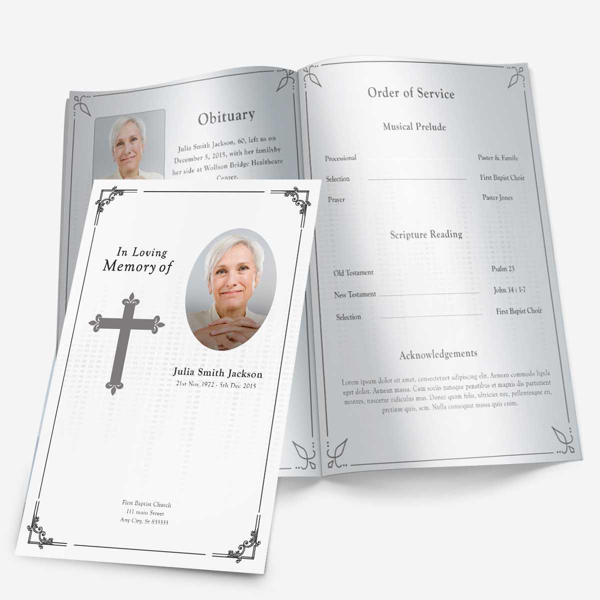 Printable Funeral Program Templates | Funeral Pamphlets Intended For Memorial Brochure Template