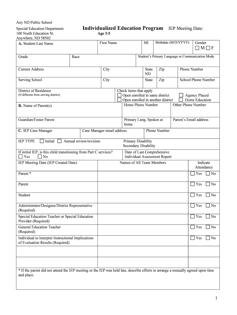 Printable Iep Templates – Fill Online, Printable, Fillable Inside Blank Iep Template