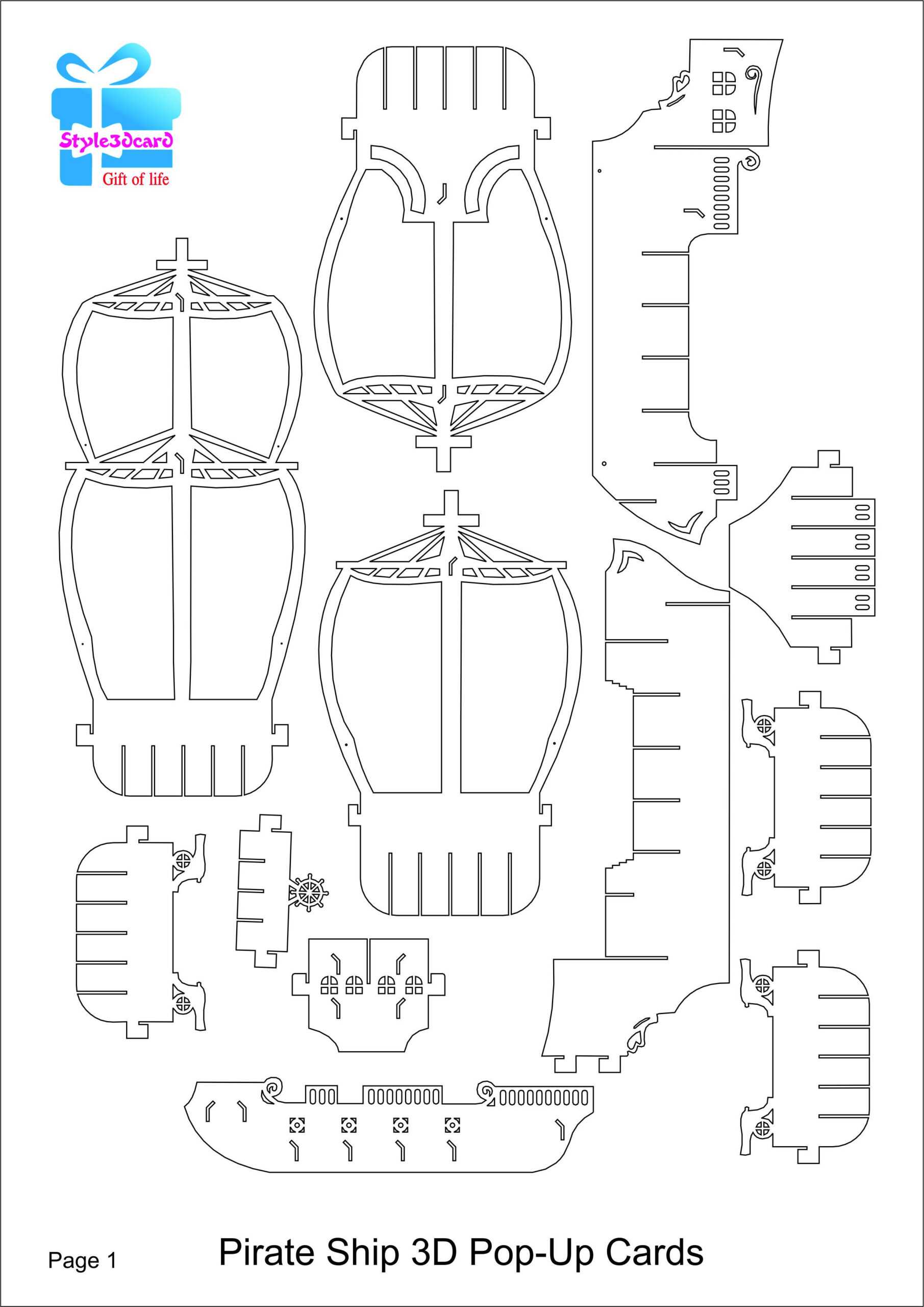 Printable Kirigami Templates Pdf Pertaining To Printable Pop Up Card Templates Free