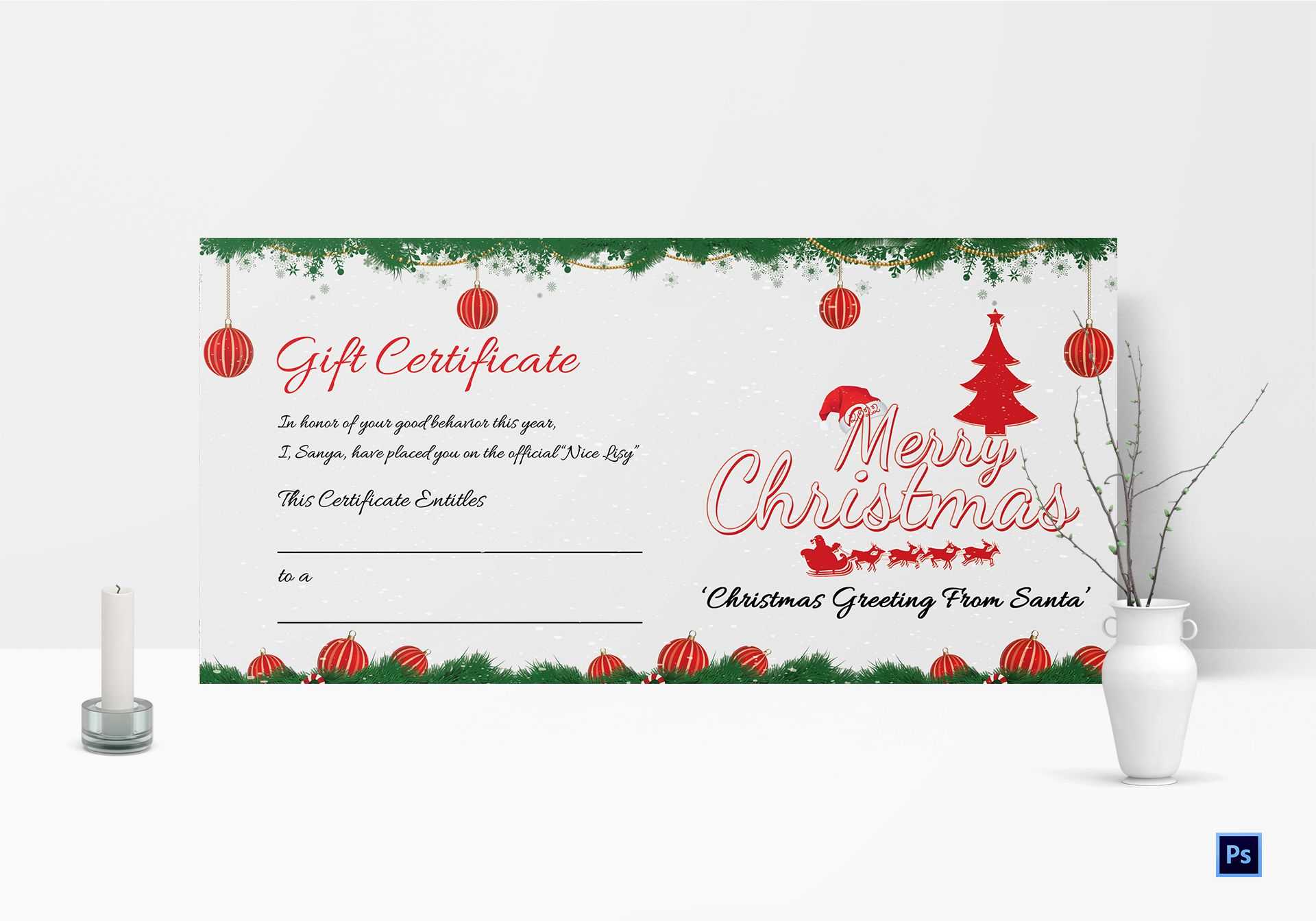 Printable Merry Christmas Gift Certificate Throughout Merry Christmas Gift Certificate Templates