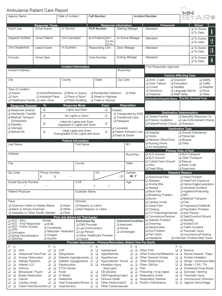Printable Patient Care Report – Fill Online, Printable Inside Patient Care Report Template