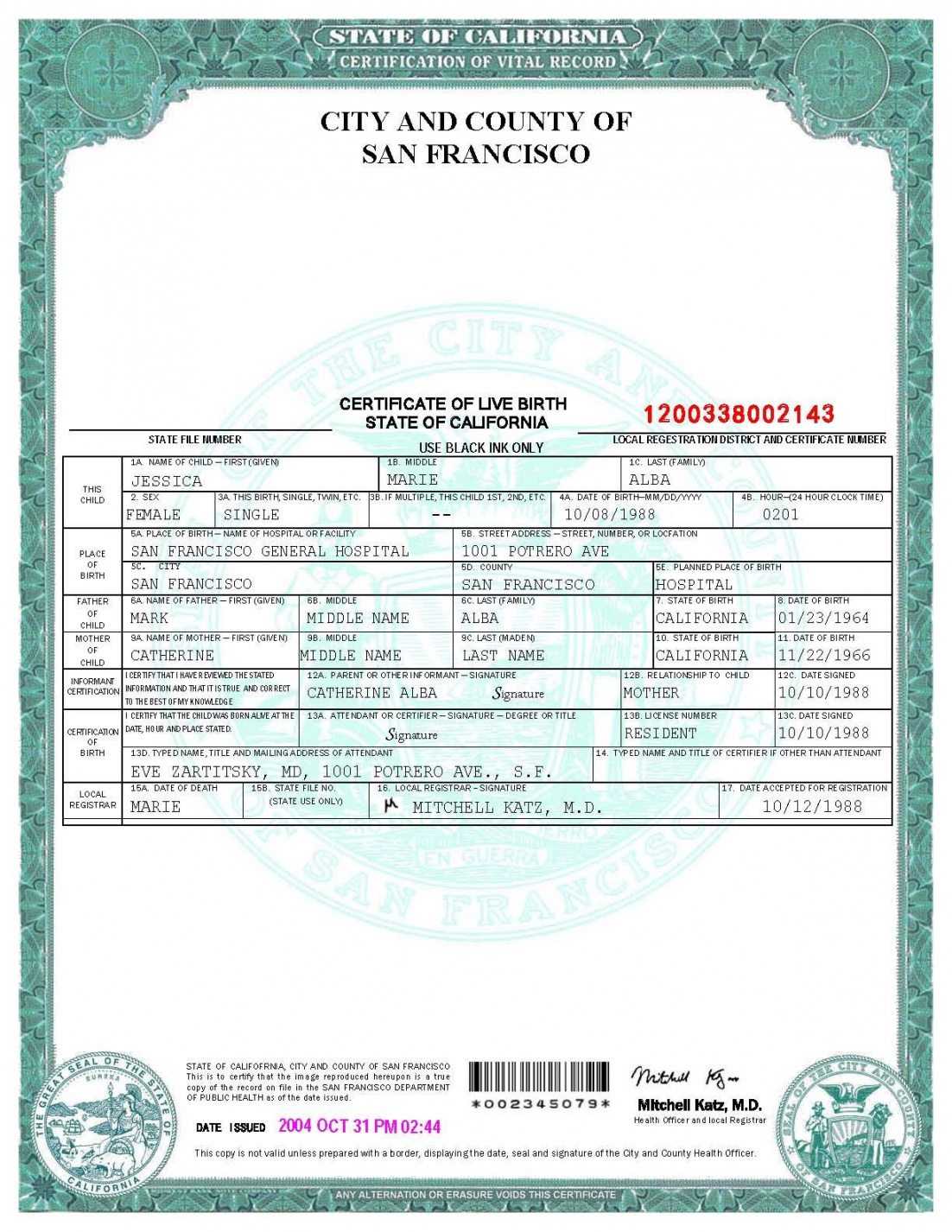 Printable San Francisco Birth Certificate Template Templates Intended For Birth Certificate Template Uk