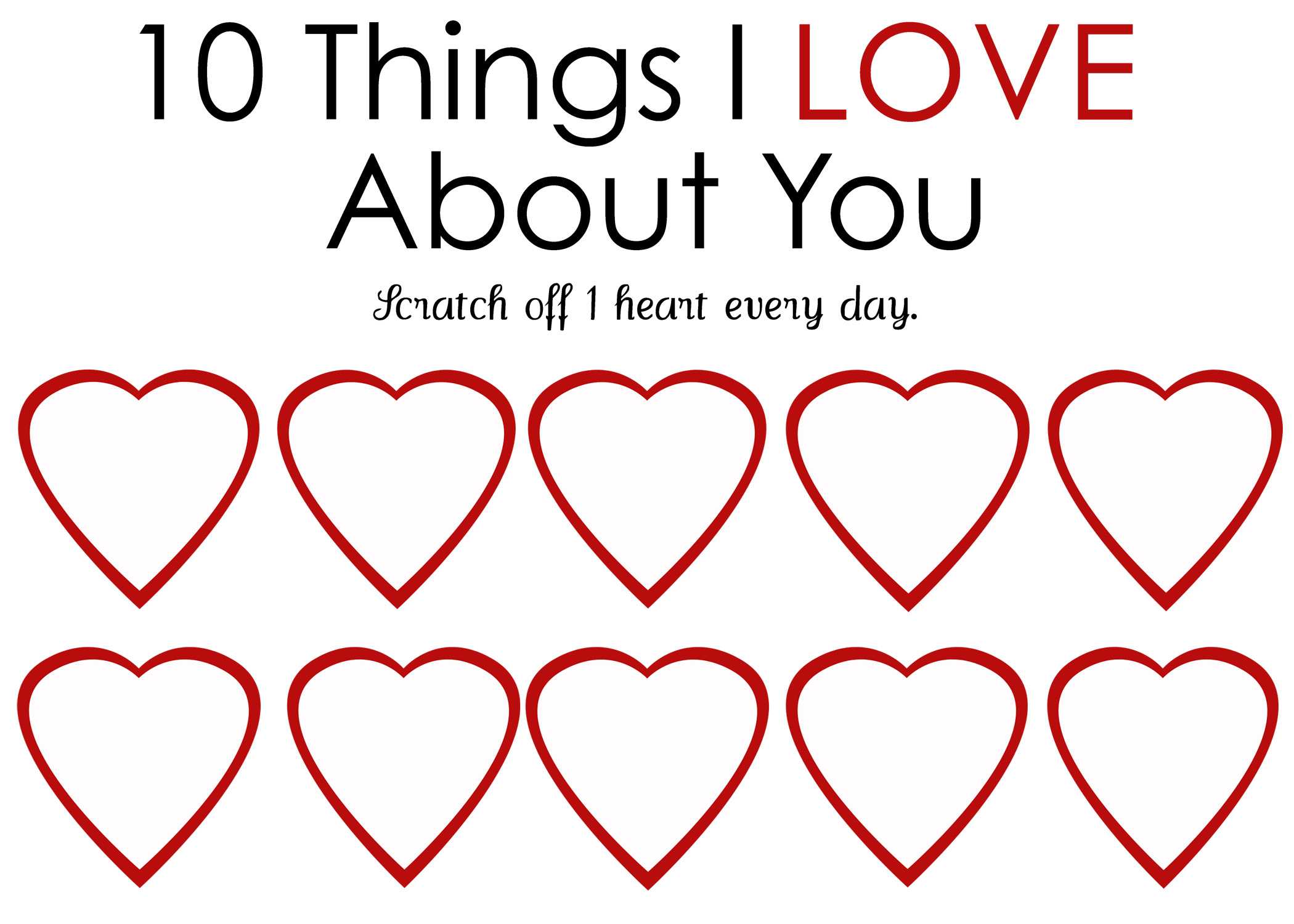 Printable Scratch Off Card {Easy Peasy Valentine} With 52 Things I Love About You Cards Template