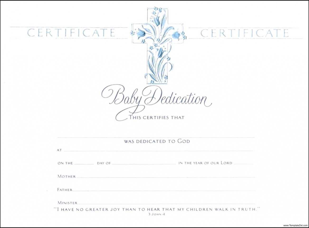 Printable Template Baptismal Certificate Template Baptism Intended For Baby Dedication Certificate Template