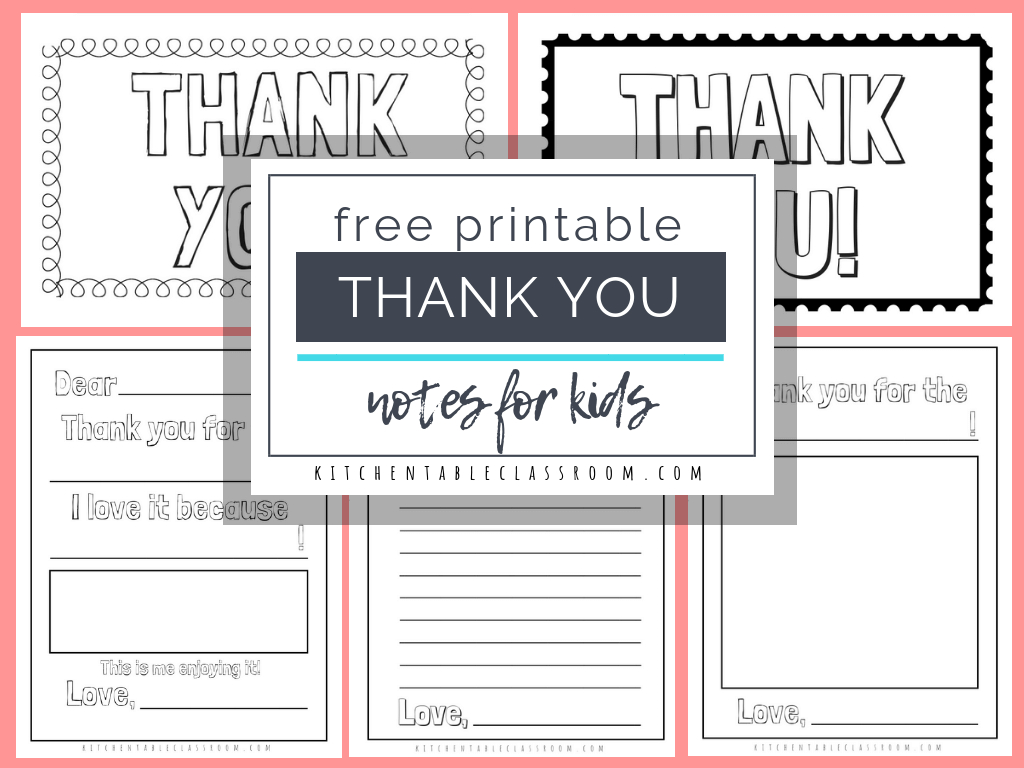 Printable Thank You Cards For Kids – The Kitchen Table Classroom Regarding Free Printable Thank You Card Template