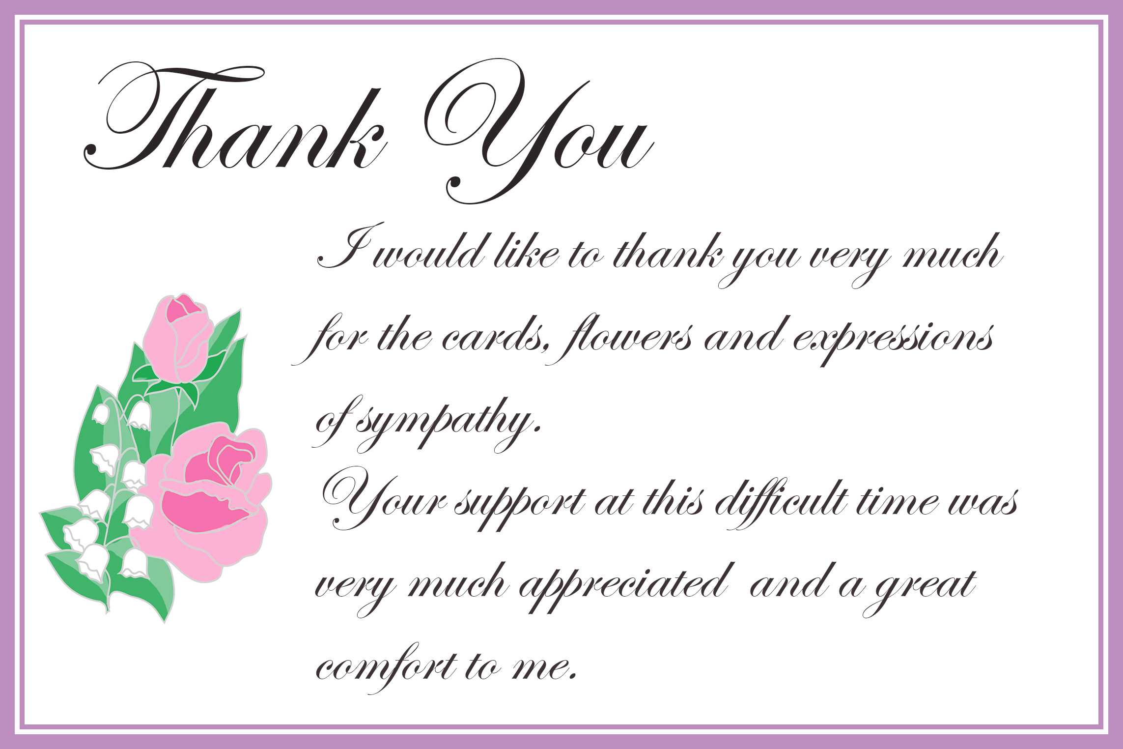 Printable Thank You Cards – Free Printable Greeting Cards With Sympathy Thank You Card Template
