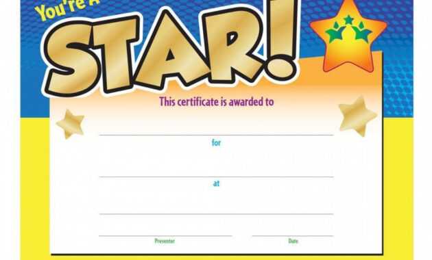 Printable You're A Star! Award Gold Foilstamped Certificate in Star Award Certificate Template