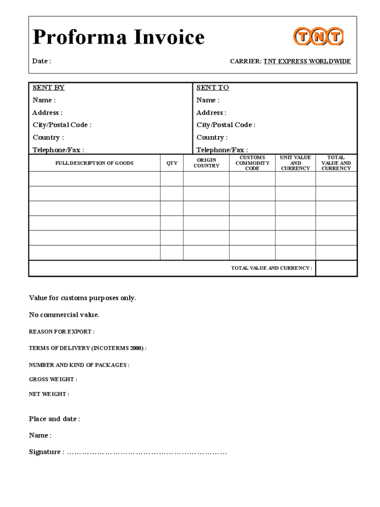 Pro Forma Invoice Template – 4 Free Templates In Pdf, Word Within Free Proforma Invoice Template Word