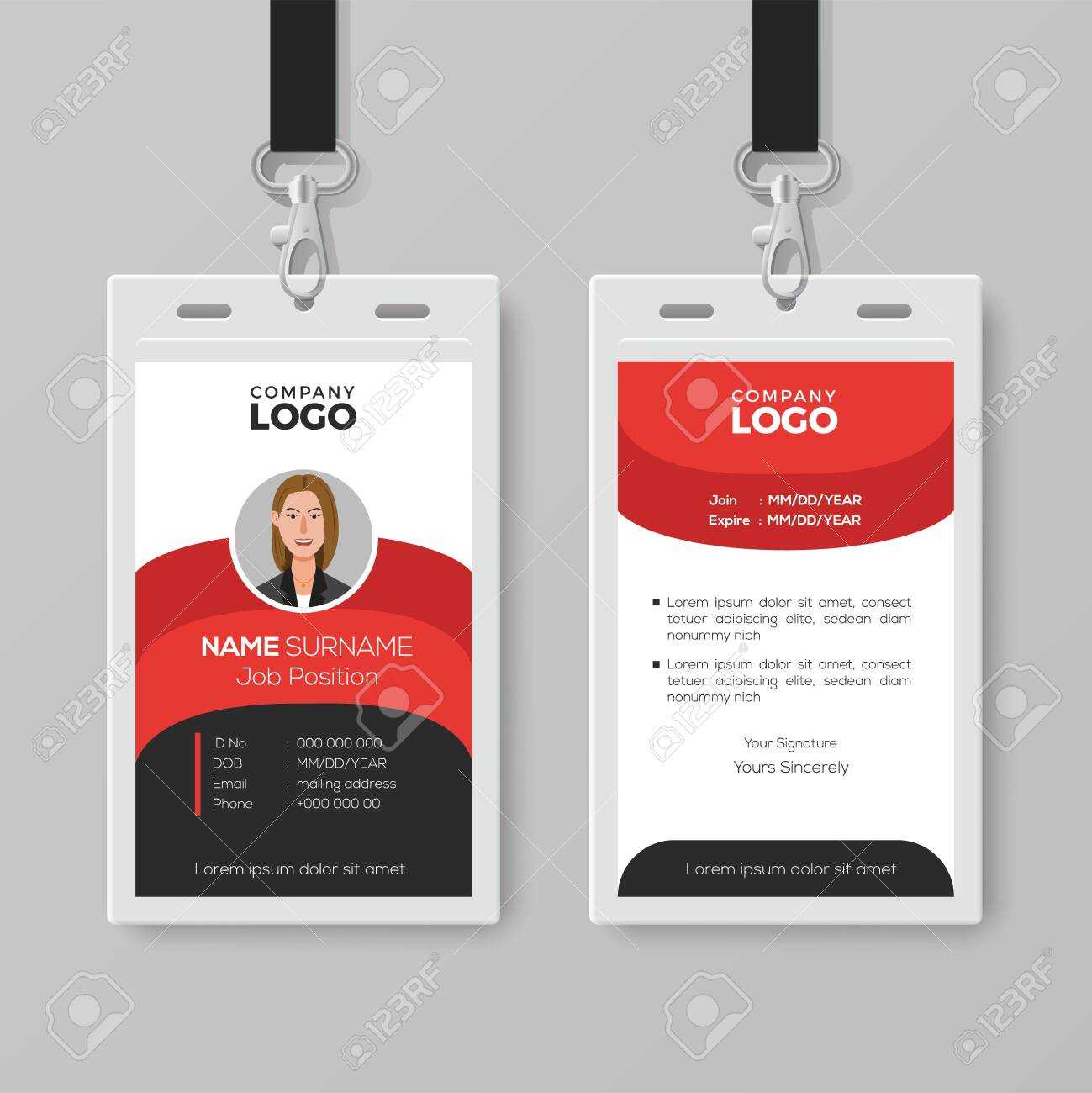 Professional Employee Id Card Template With Work Id Card Template