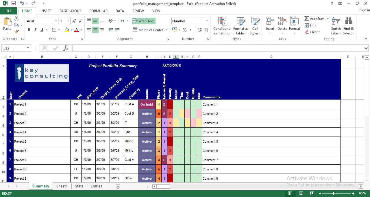 Project Portfolio Management Excel Template – Engineering In Project Portfolio Status Report Template