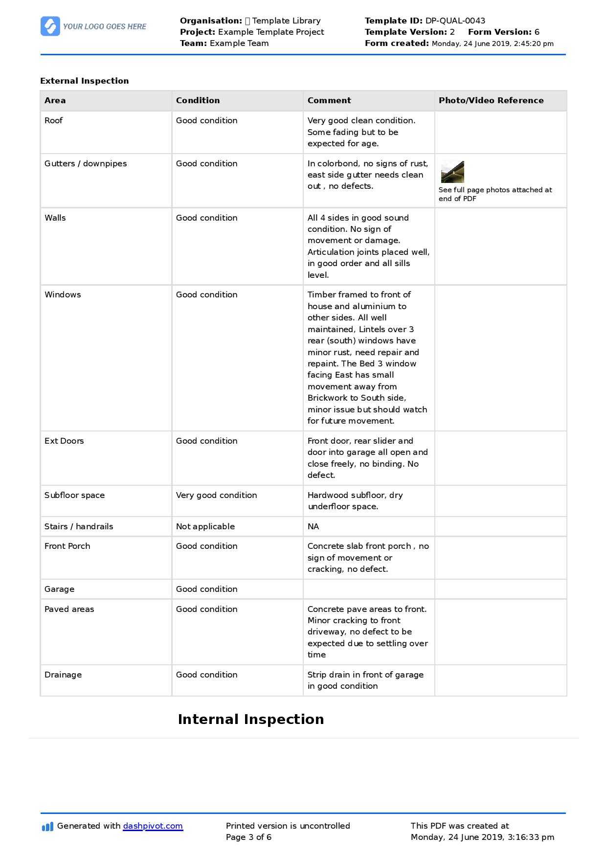 Property Inspection Report Template (Free And Customisable) In Sound Report Template