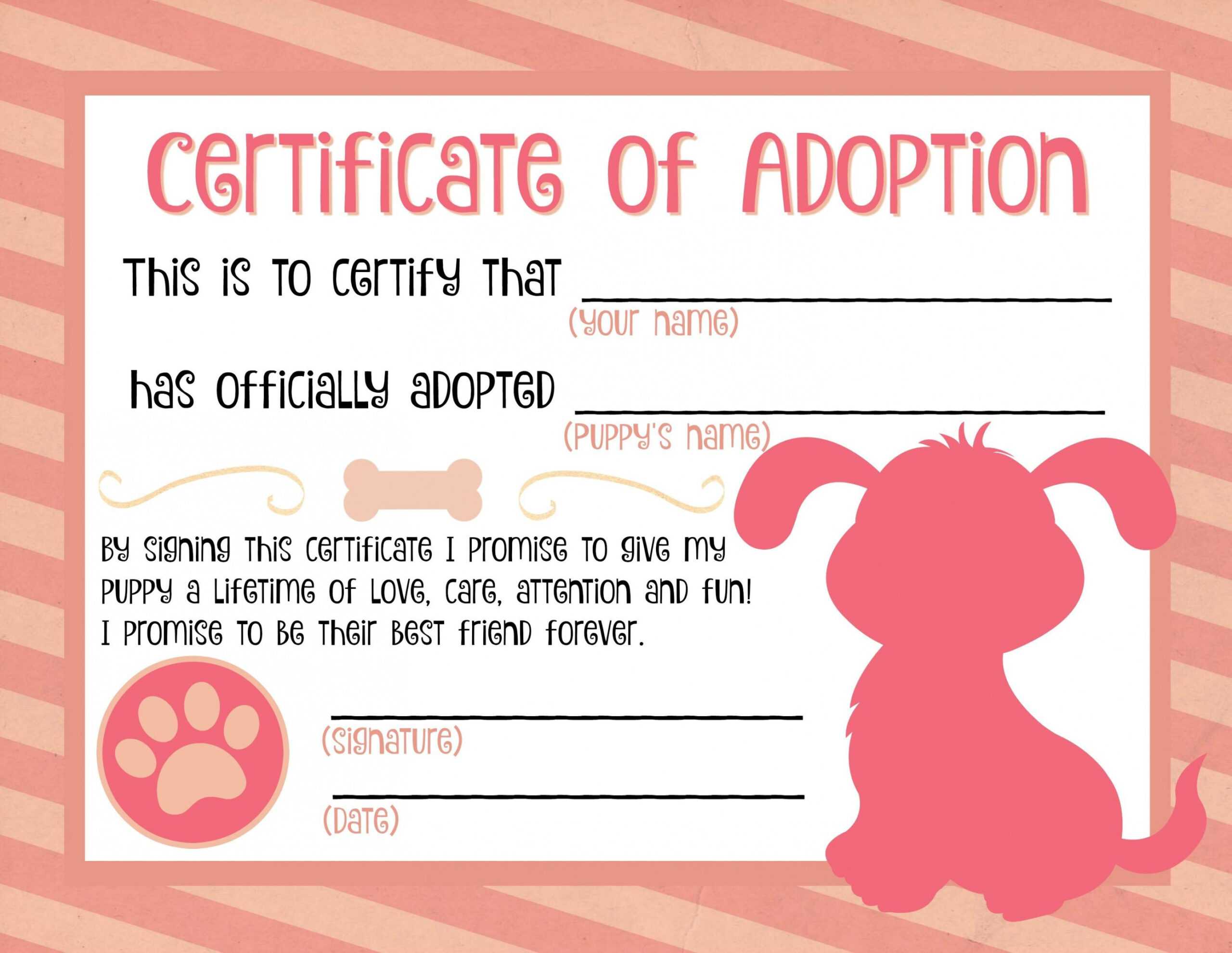 Puppy Adoption Certificate … Party Ideas In 2019… Pet Throughout Pet Adoption Certificate Template