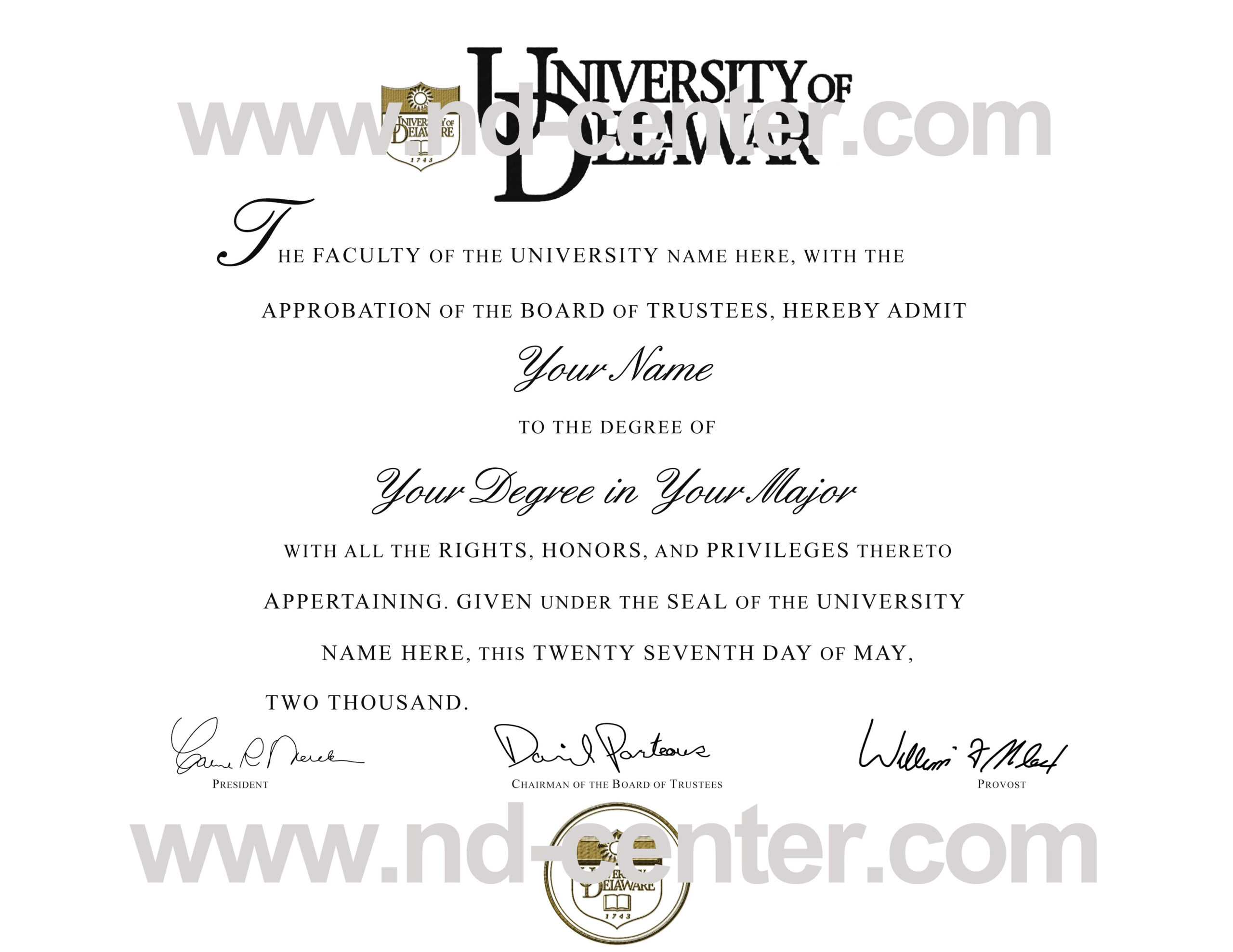 Quality Fake Diploma Samples With University Graduation Certificate Template