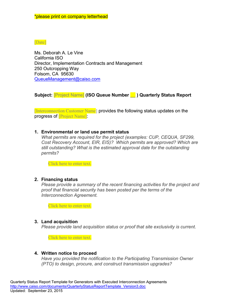 Queue Management Quarterly Status Report Template In Project Implementation Report Template